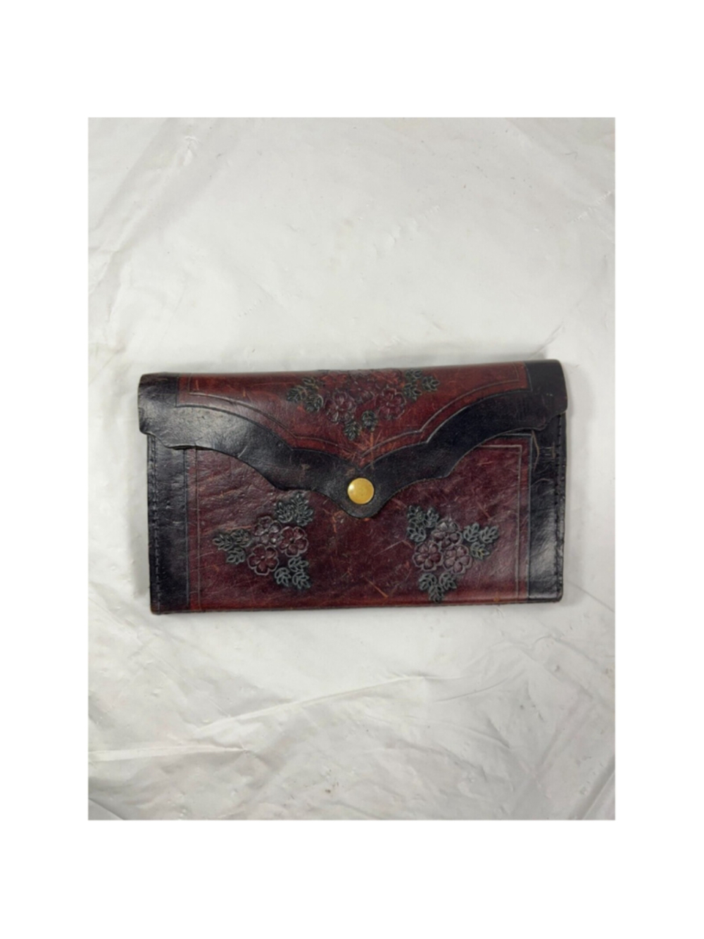 art nouveau EUGENE LEATHER WORKS Wallet Handmade USA vintage tooled